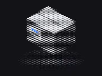Halftone drawing of a sealed carton with a label