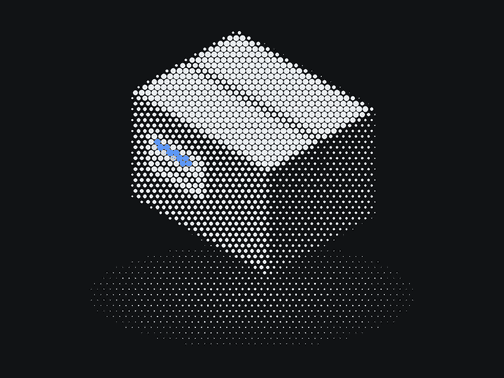 Halftone drawing of a sealed carton with a label